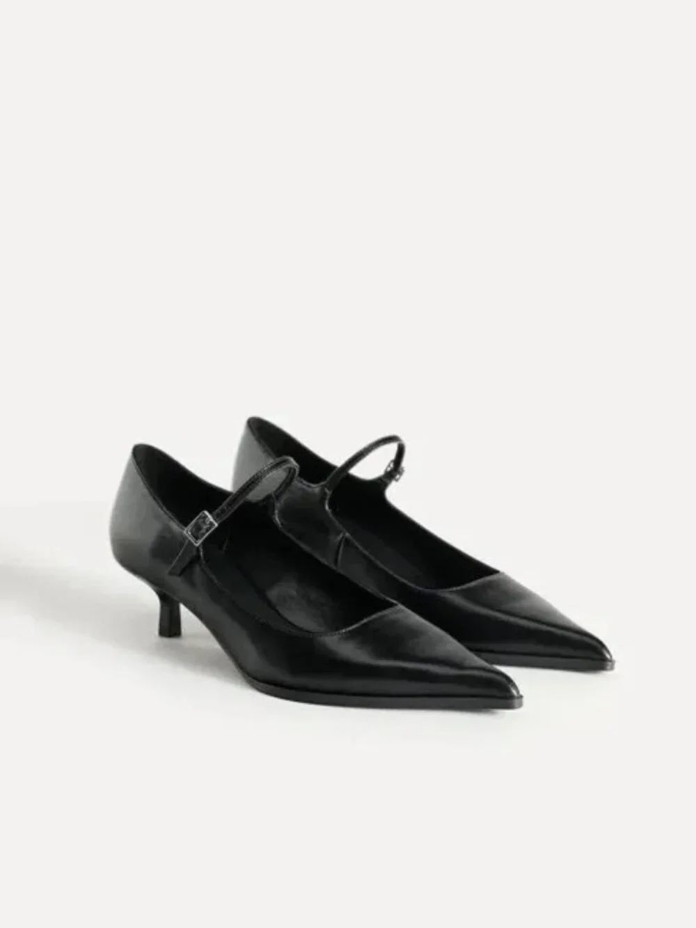 Zara Womens 50th Anniversary Pointed Toe Leather Heels 7.5 Black 2995/510 NWOB